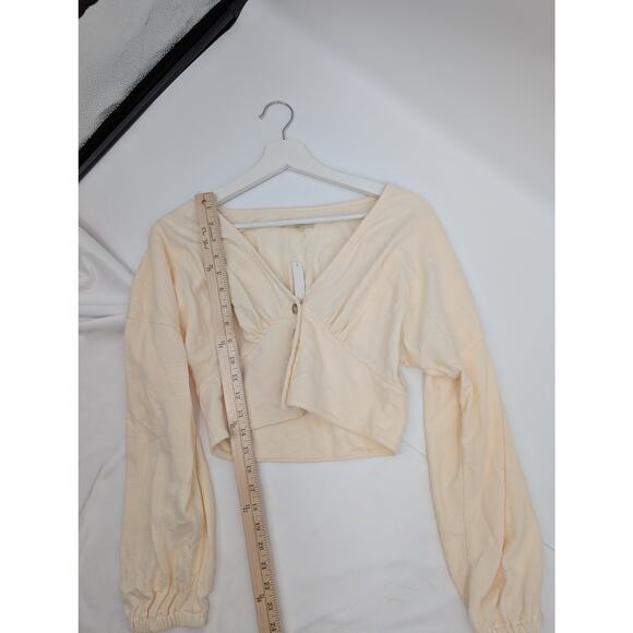 NWT Madewell Deep-V Button Front Crop Top Women's Small Babydoll NG595 - Picture 5 of 6